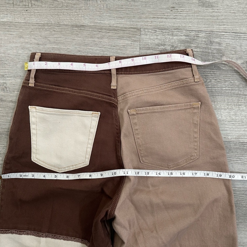Hollister Brown High-Rise Pants patch brown boho relaxed pants Sz 27 - Picture 3 of 5